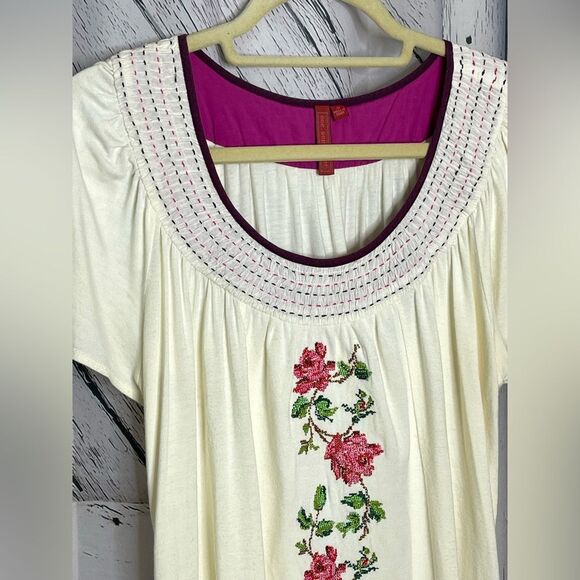 Anthropologie One September Embroidered Boho Peasant Blouse M - Picture 2 of 7